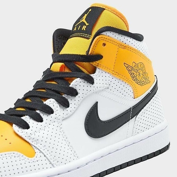 New Nike Air Jordan 1 Mid Perforated White University Gold [BQ6472-107 11.5W/10M - Picture 7 of 10